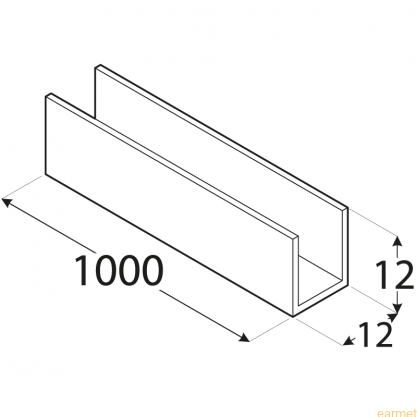 Profil ALU / PC 5 / 12x12x1000x2,0 / 8szt