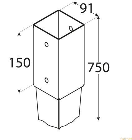 Podstawa słupa wbijana PSG 90 / 91x750x150 /