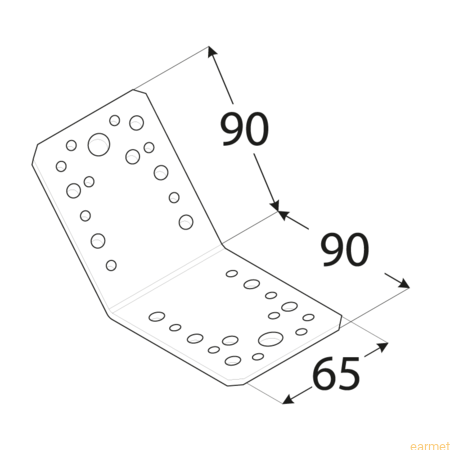 Kątownik 135° KLR 3 / 90x90x65x2,5 / op=20 szt.