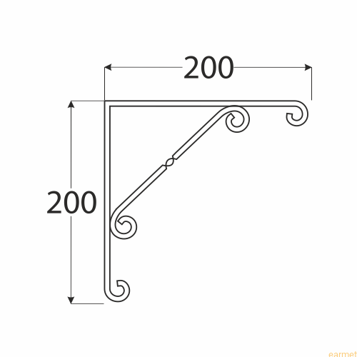 Wspornik ornamentowy WO 200 / 200x200mm / czarny / op=2szt