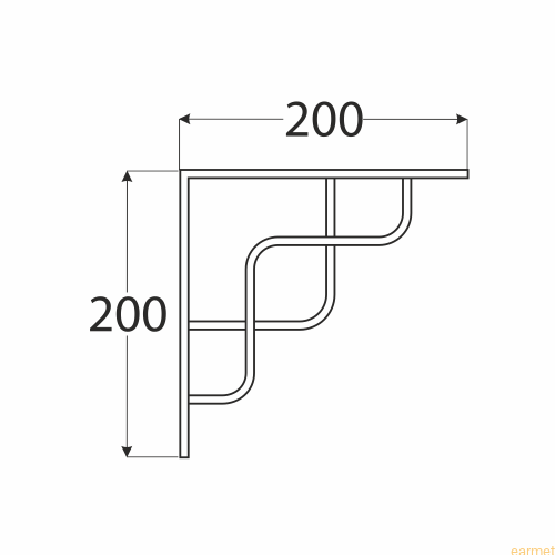 Wspornik ornamentowy SQUARE 150 / 150x150mm / czarny matowy / op=2szt