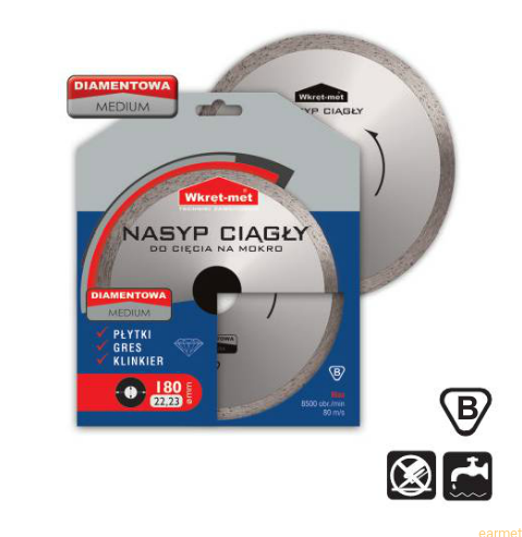 Tarcza diamentowa z nasypem ciągłym Medium do ciecia na mokro TDP-M / 125x1,9x22