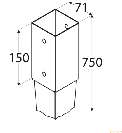 Podstawa słupa wbijana PSG 70 / 71x750x150 /