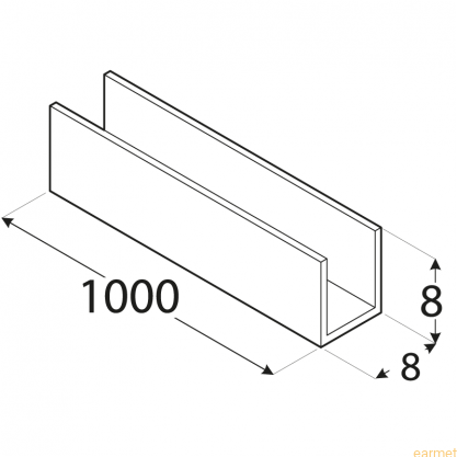 Profil ALU / PC 1 / 8x8x1000x1,0 / 8szt