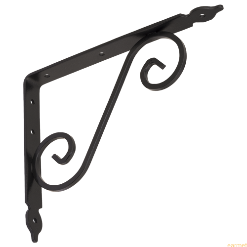 Wspornik ornamentowy kuty WOZ 140 / 140x110 mm / czarny / op=2 szt