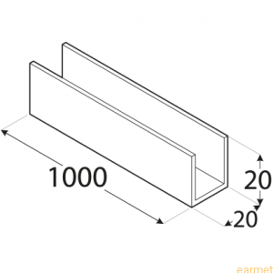Profil ALU / PC 13 / 20x20x1000x2,0 / 8szt