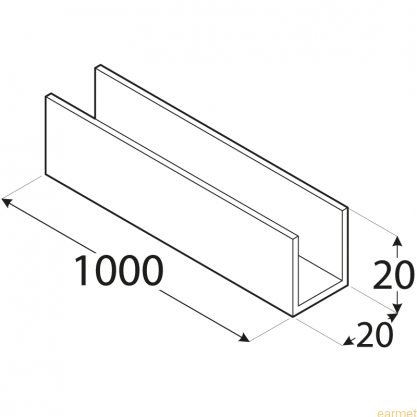 Profil ALU / PC 13 / 20x20x1000x2,0 / 8szt