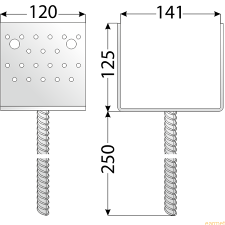 Podstawa słupa PSS 140 / 141x125x140x250 /