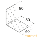 Kątownik montażowy KMP 8 /  80x80x60x1,5 / op=20 szt. ze wzmocnieniem