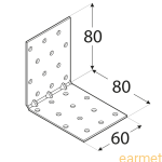 Kątownik montażowy KMP 8 /  80x80x60x1,5 / op=20 szt. ze wzmocnieniem