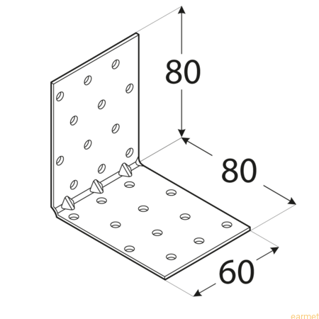 Kątownik montażowy KMP 8 /  80x80x60x1,5 / op=20 szt. ze wzmocnieniem