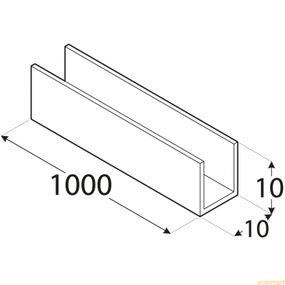 Profil ALU / PC 3 / 10x10x1000x1,5 / 8szt