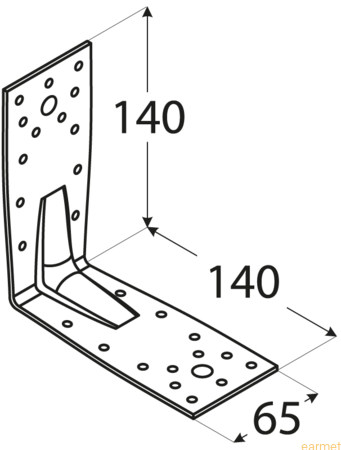 Kątownik z przetłoczeniem KP 5 / 140x140x65x2,5 / op=10 szt.