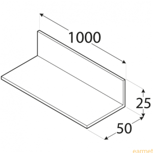 Profil ALU / PKN 8 / 50x25x1000x2,0 / 8szt