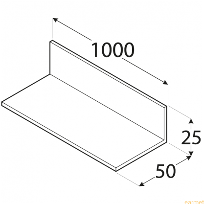 Profil ALU / PKN 8 / 50x25x1000x2,0 / 8szt